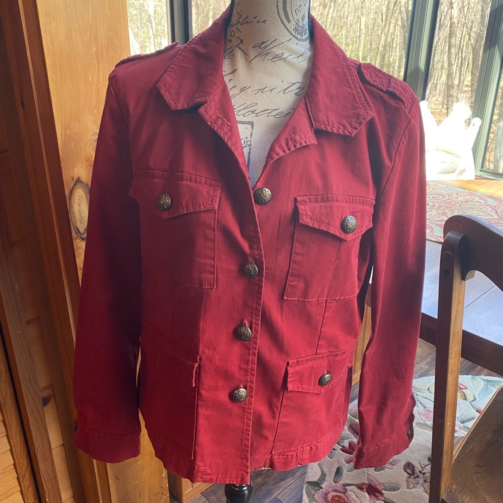 Sanctuary Red Utility Jacket with Relaxed Fit
